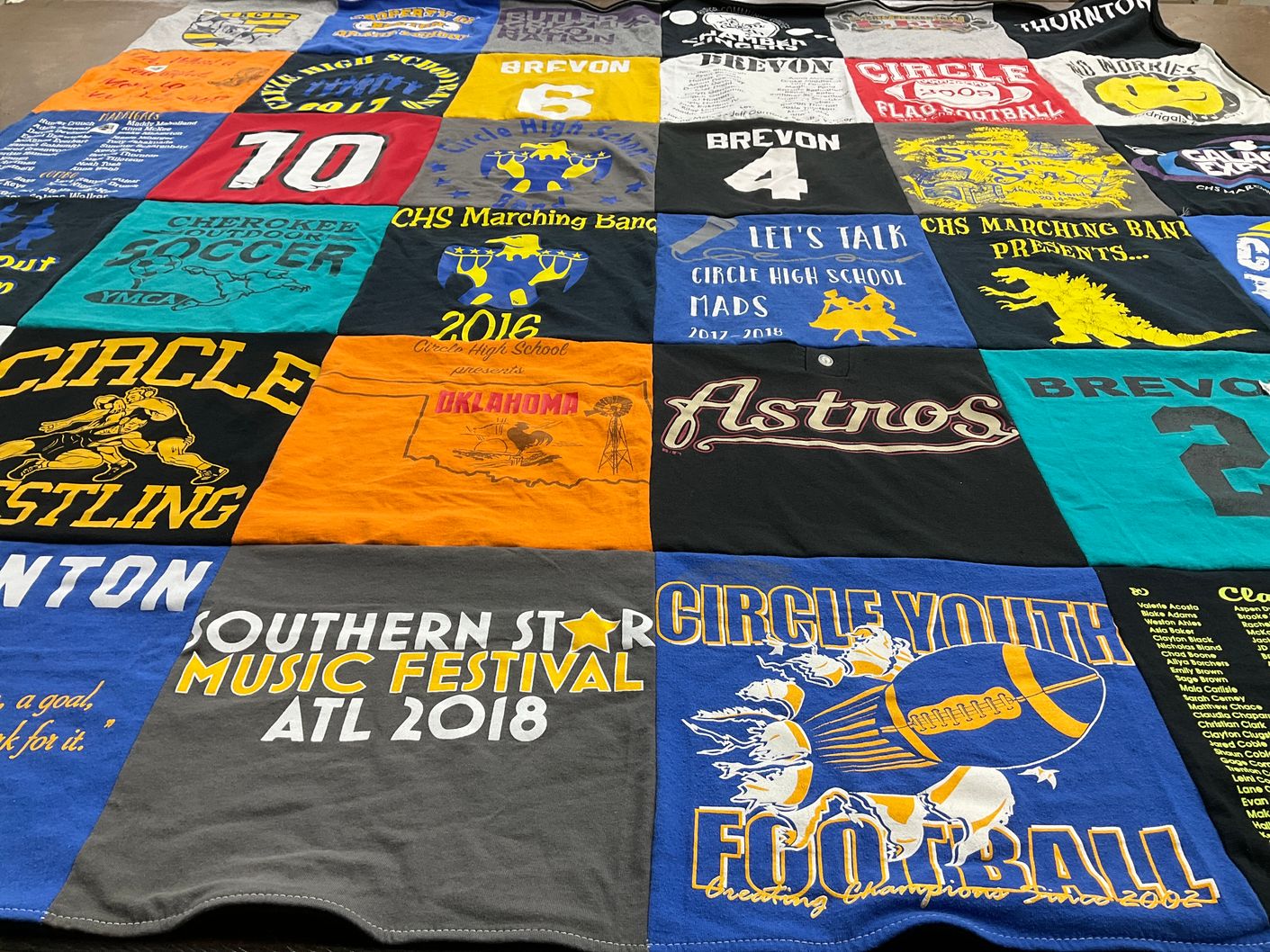 T-shirt quilt from circle high school by LADONNA from KS