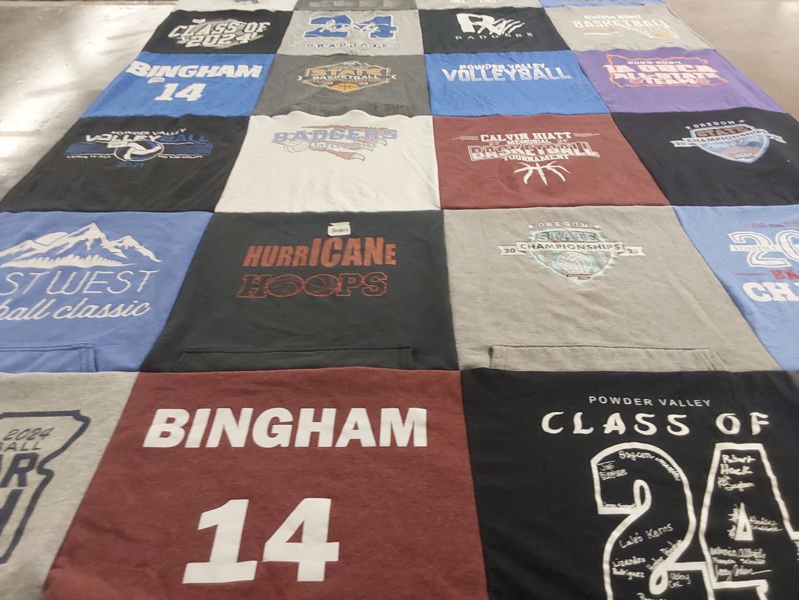 T-shirt quilt featuring bingham high school, powder valley high school by Natalie from OR