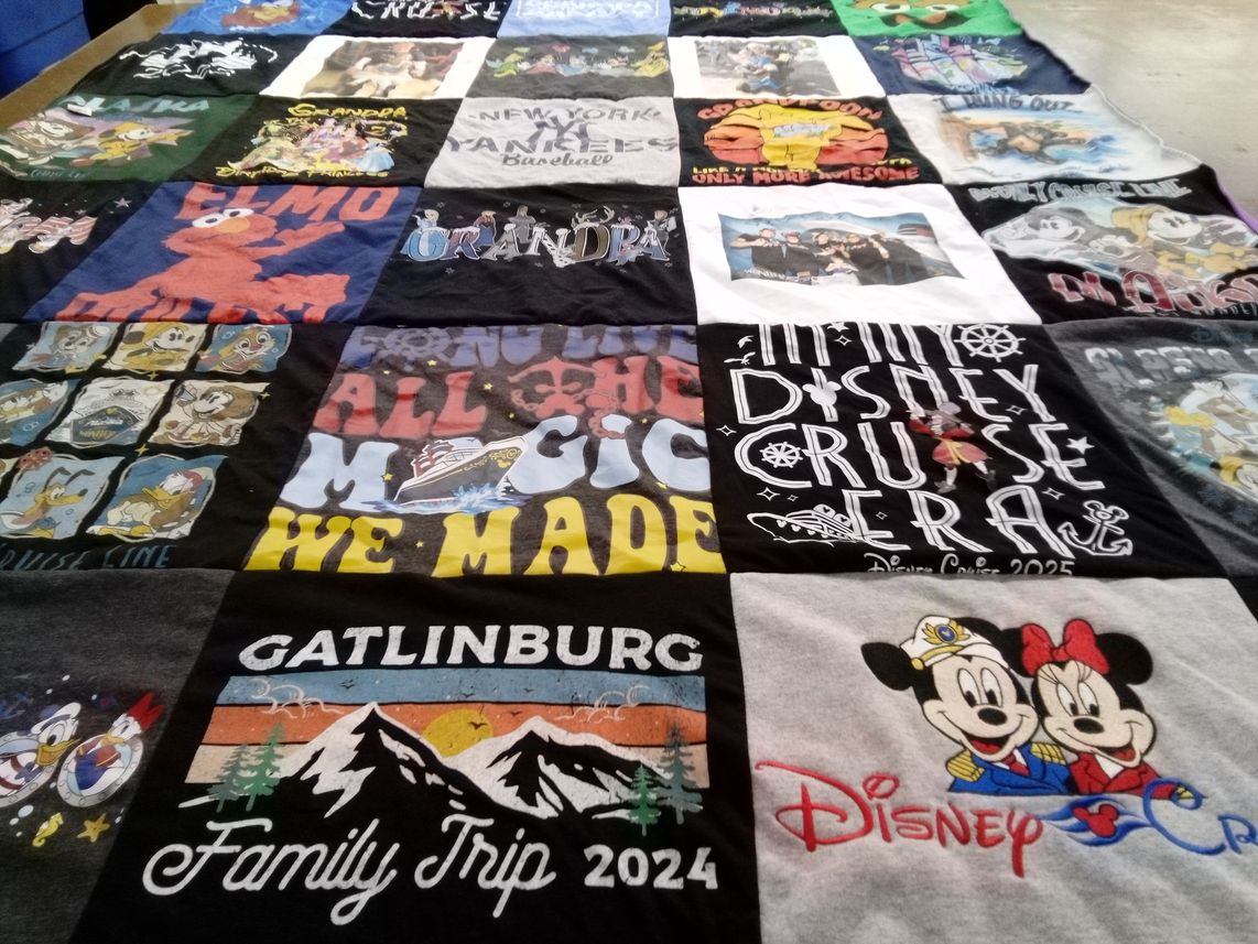 T-shirt quilt with disney, travel themes by Molly from KY