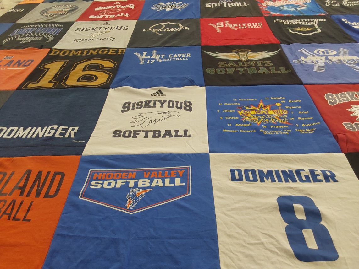 T-shirt quilt from siskiyou college, hidden valley high school by Chloe from OR