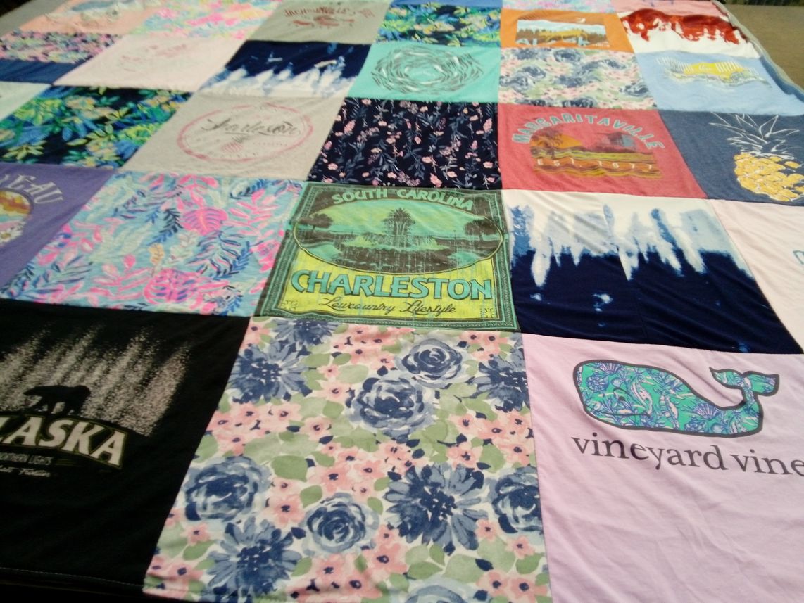 T-shirt quilt with travel, southern lifestyle themes by Mark from NC