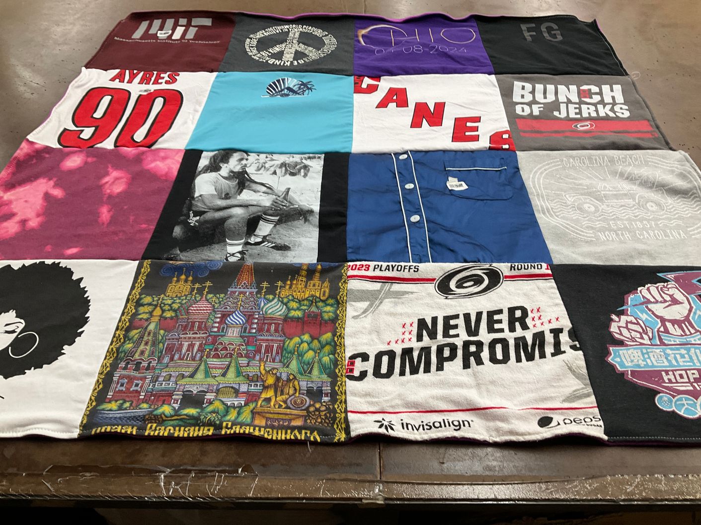 T-shirt quilt featuring carolina hurricanes by Jane from NC