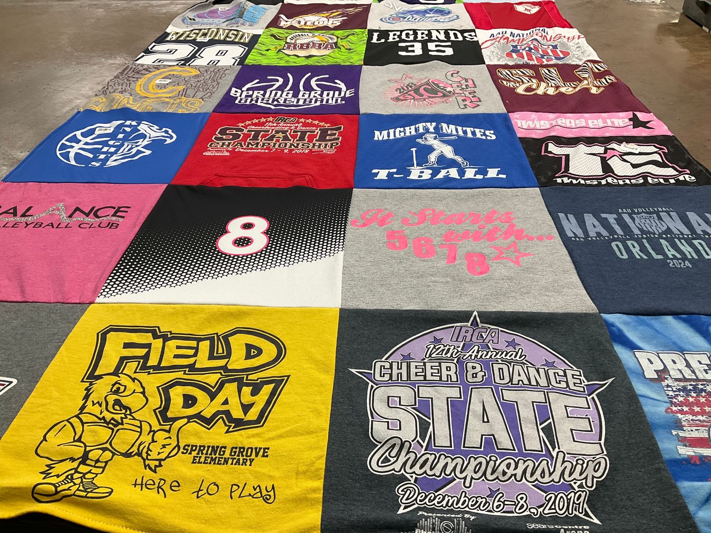 T-shirt quilt from spring grove elementary by Alan from IL