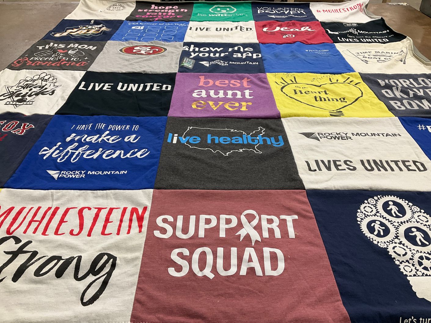 T-shirt quilt with community, health themes by Stacey from UT