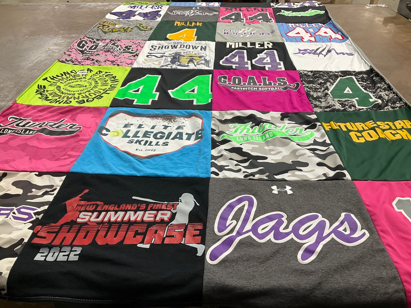 T-shirt quilt featuring jags by Madison from NY