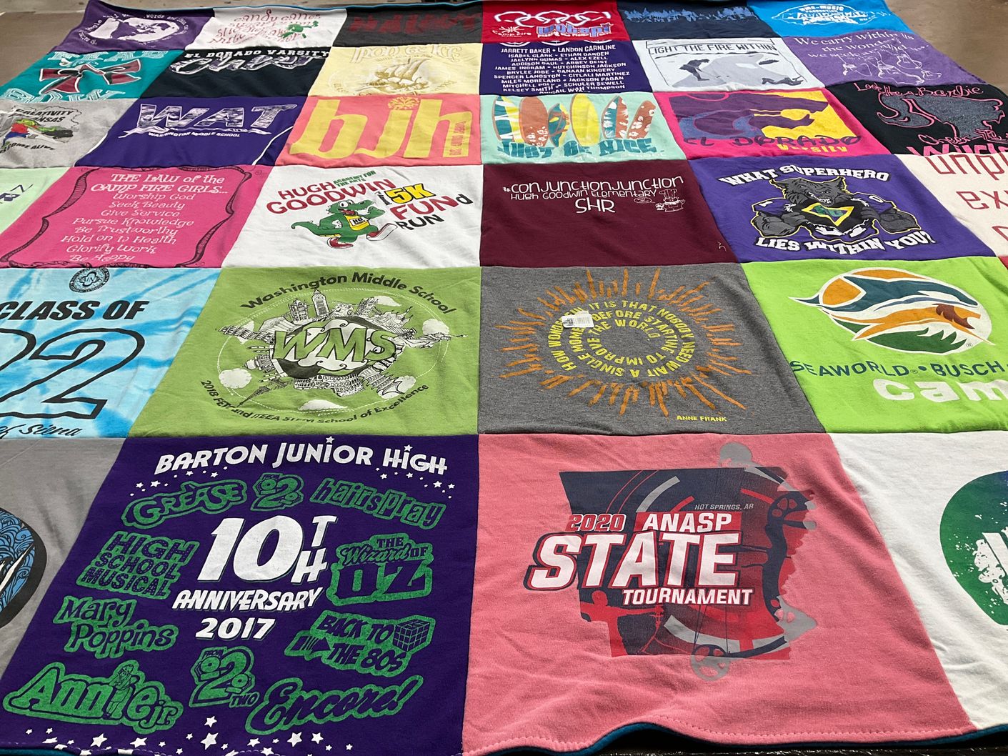 T-shirt quilt from washington middle school, barton junior high by Debbie from KS