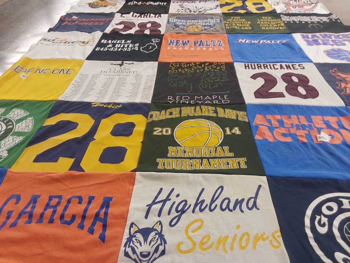 T-shirt quilt featuring huskies by Dawn from NY