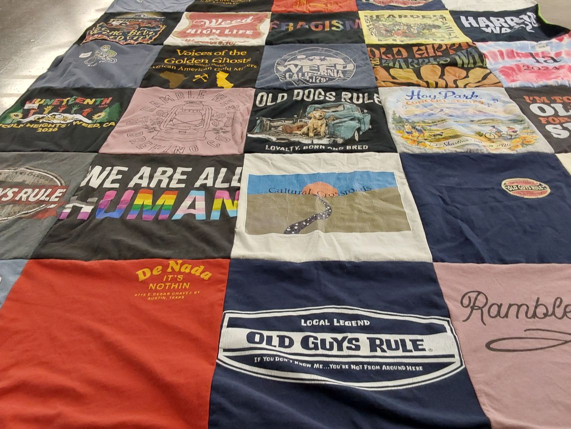 T-shirt quilt with local breweries, community themes by Alfred from CA