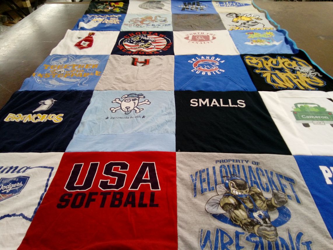 T-shirt quilt featuring yellowjackets by Stephanie from OK