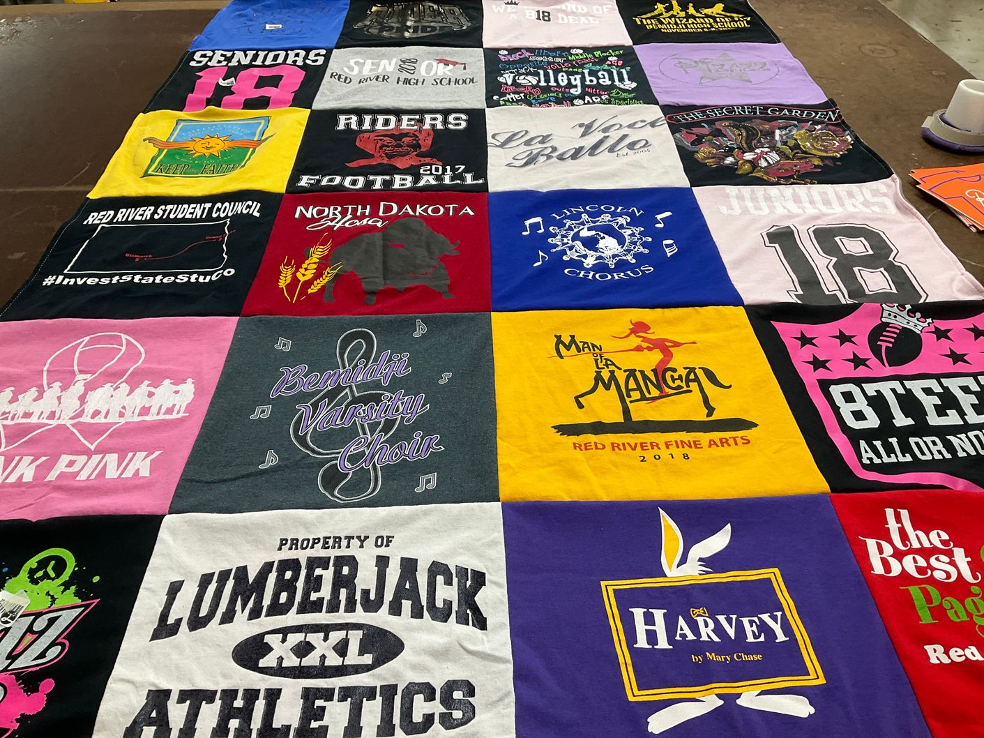 T-shirt quilt featuring red river riders football by Isabelle from MN