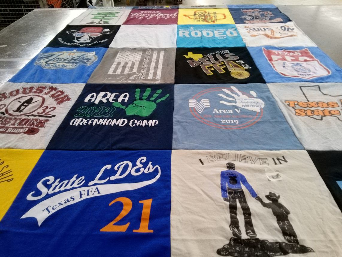 T-shirt quilt from texas state university by Tara from TX