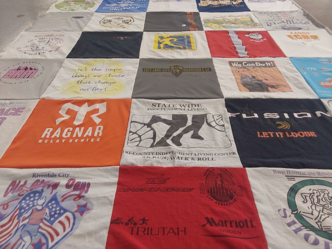 T-shirt quilt with running, health themes by Sadee from UT