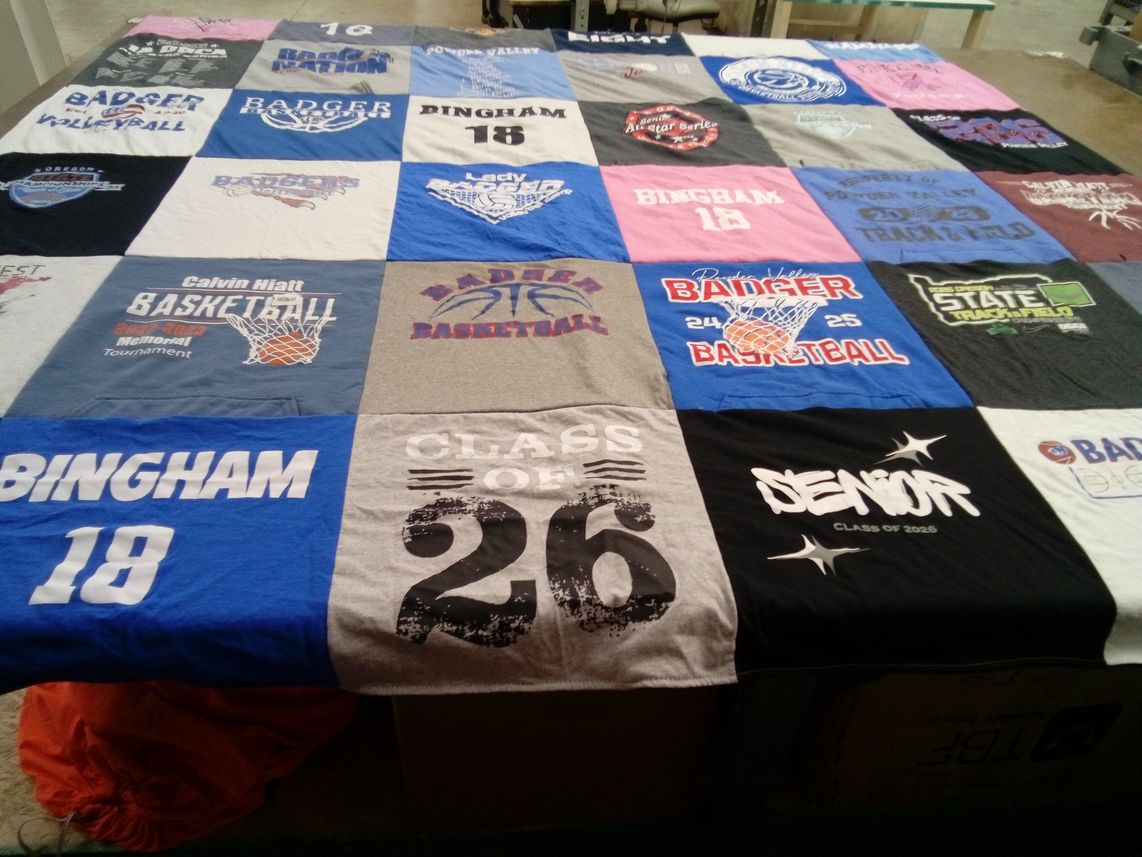 T-shirt quilt featuring badger basketball, badger volleyball by Natalie from OR