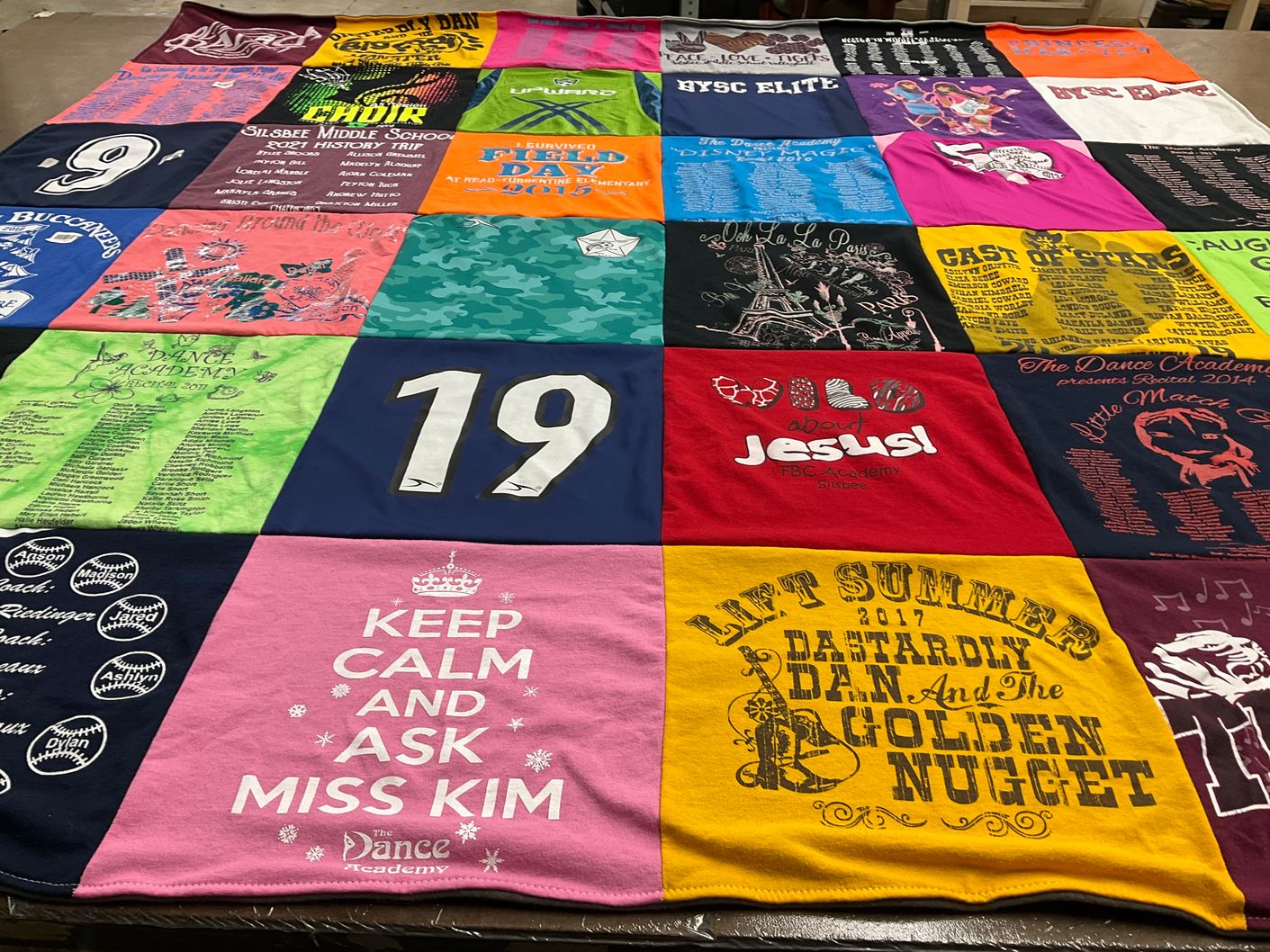 T-shirt quilt from silsbee middle school by Windy from TX