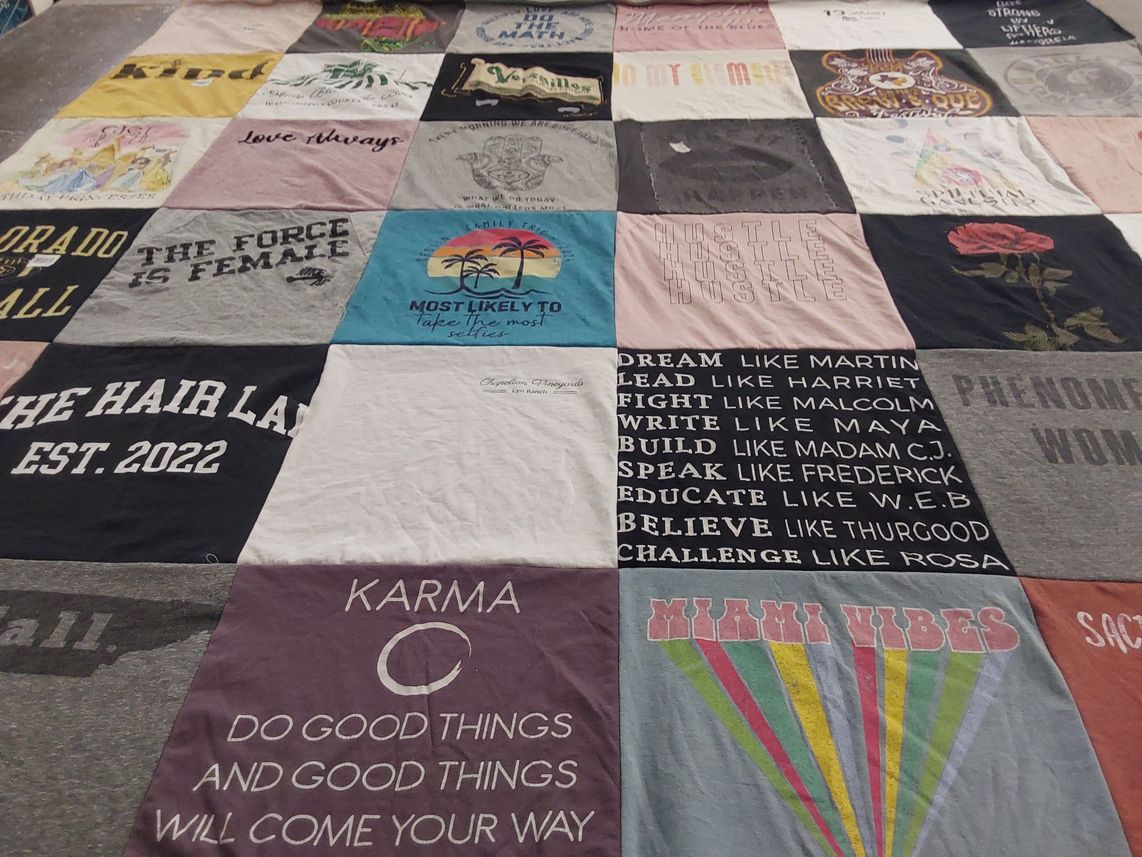 T-shirt quilt with empowerment, inspiration themes by Latricia from TX