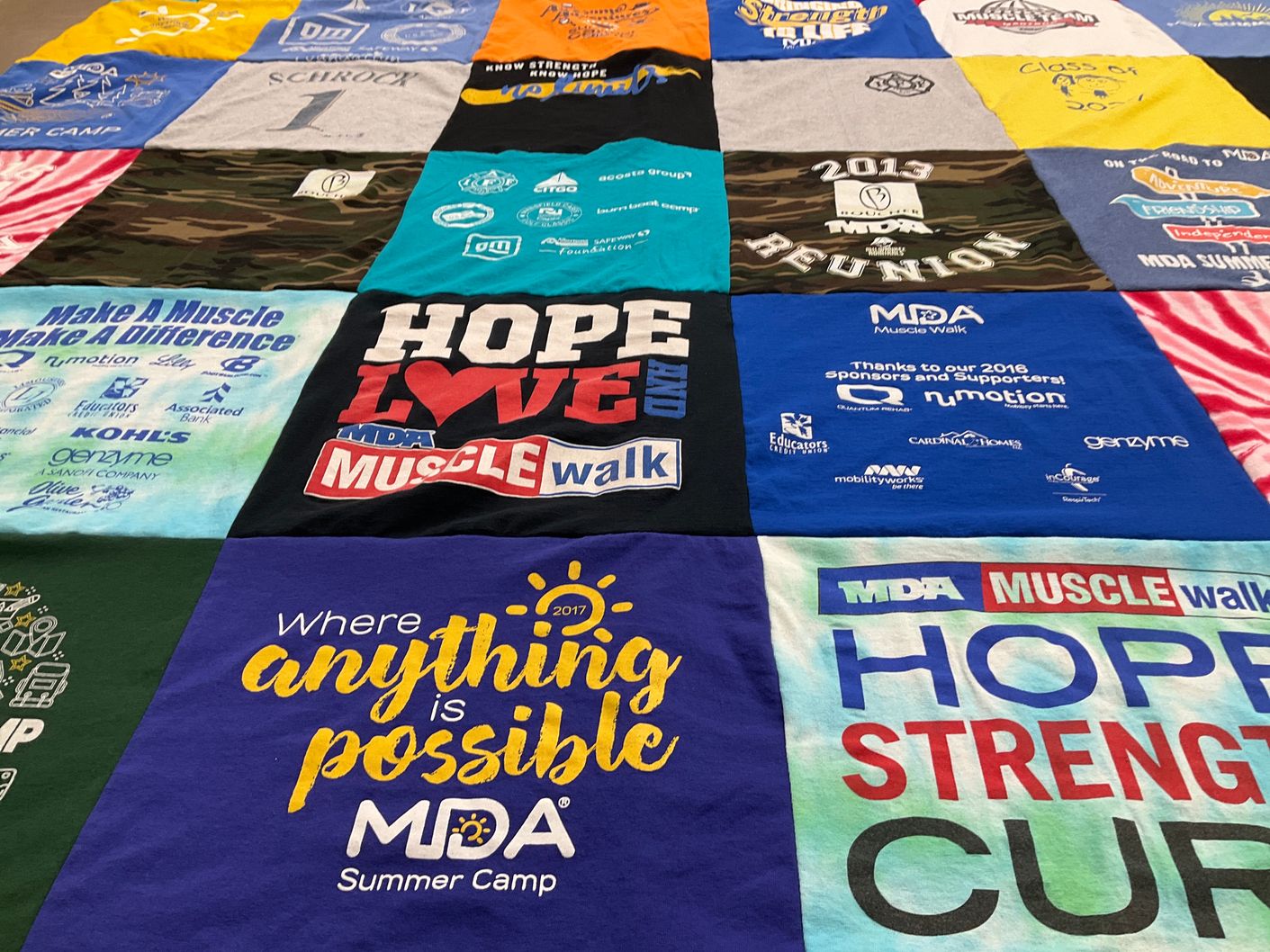 T-shirt quilt with charity, support themes by Jessica from NC