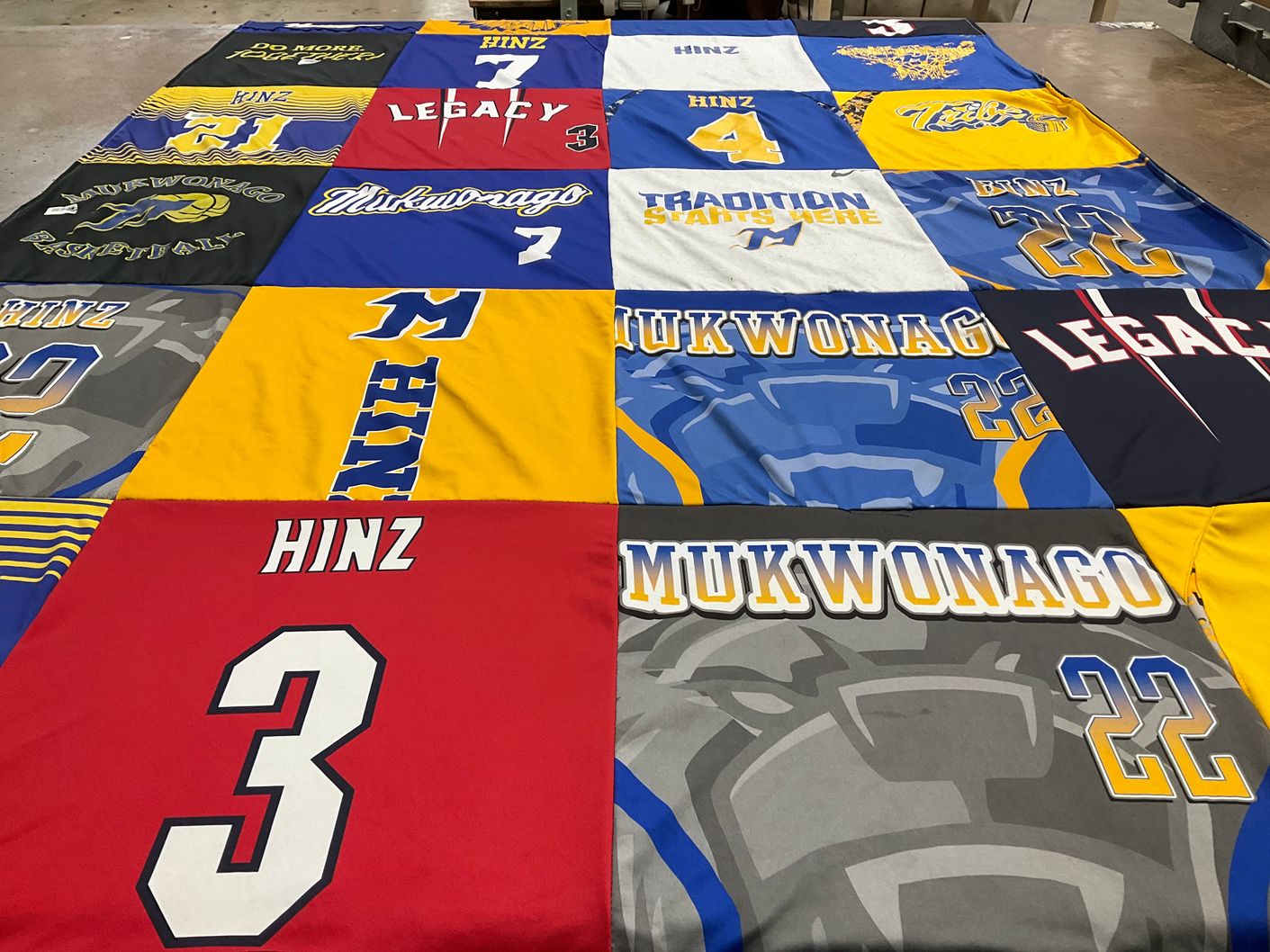 T-shirt quilt featuring mukwonago basketball by Tanya from WI