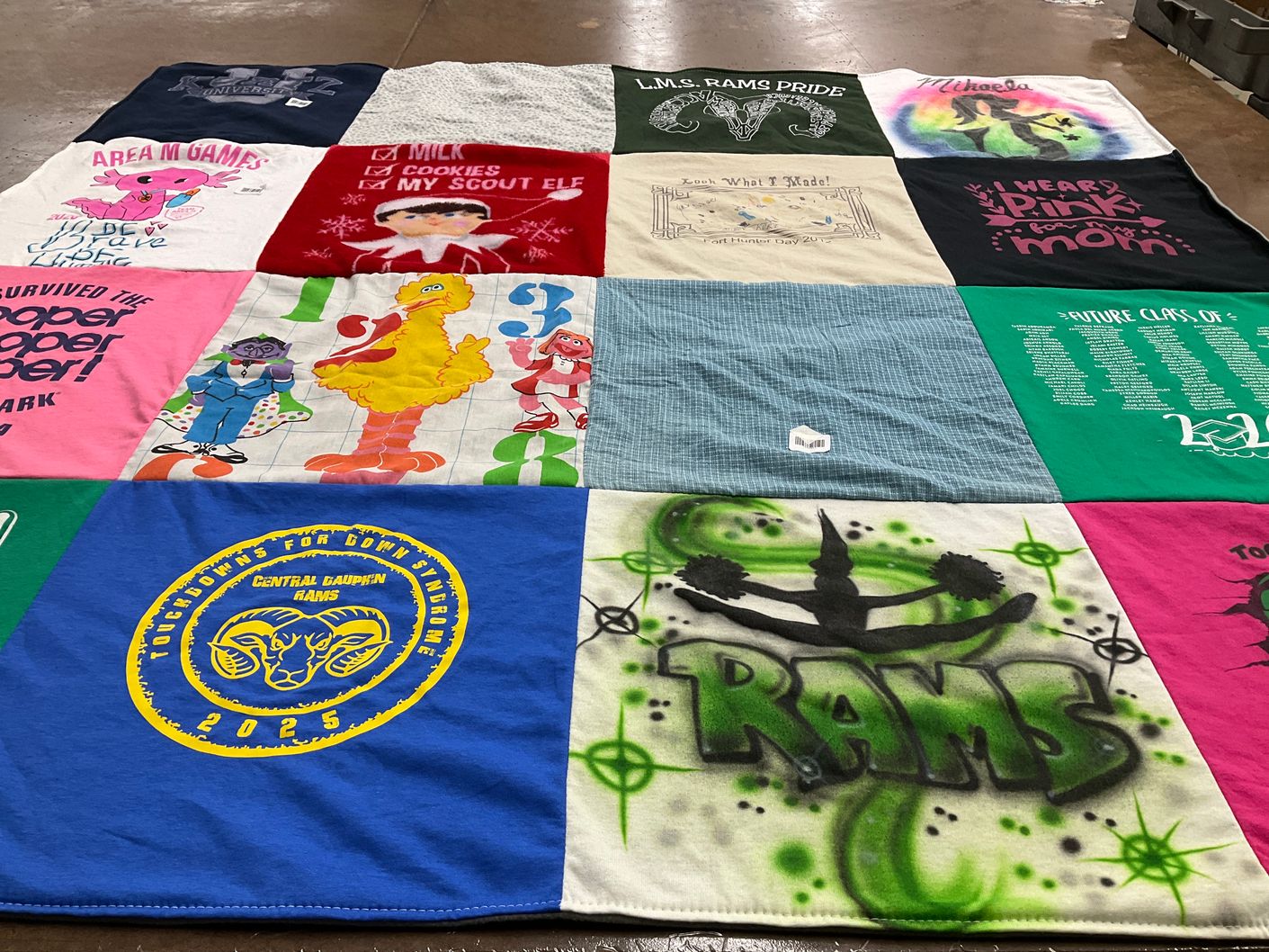 T-shirt quilt featuring central gautier rams by Jessica from PA