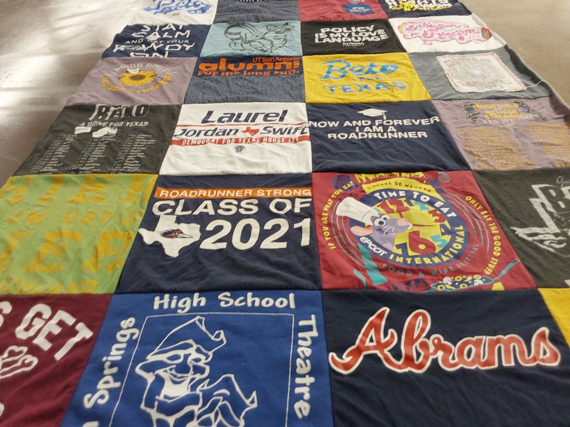 T-shirt quilt featuring roadrunners by Pamela from TX
