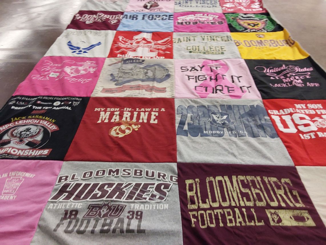 T-shirt quilt featuring bloomsburg huskies by Wendy from PA