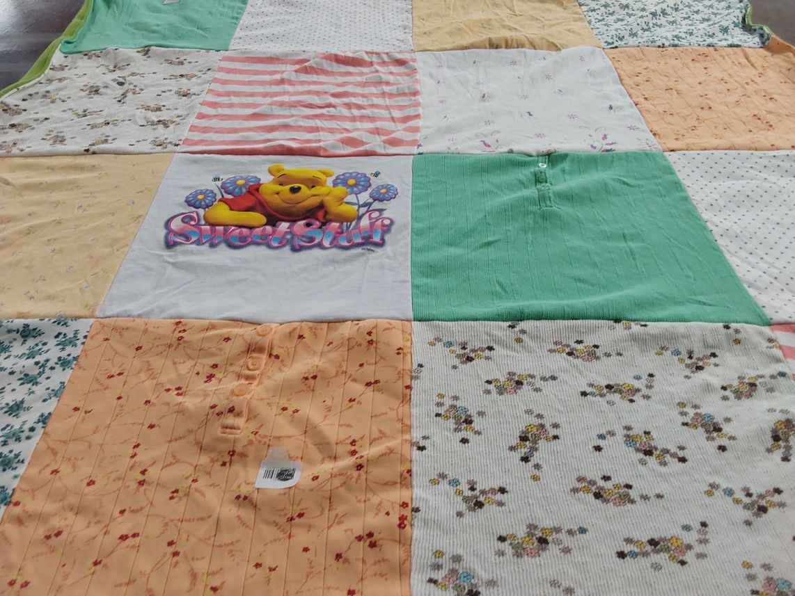 T-shirt quilt with cartoons, animals themes by Evelyn from PA