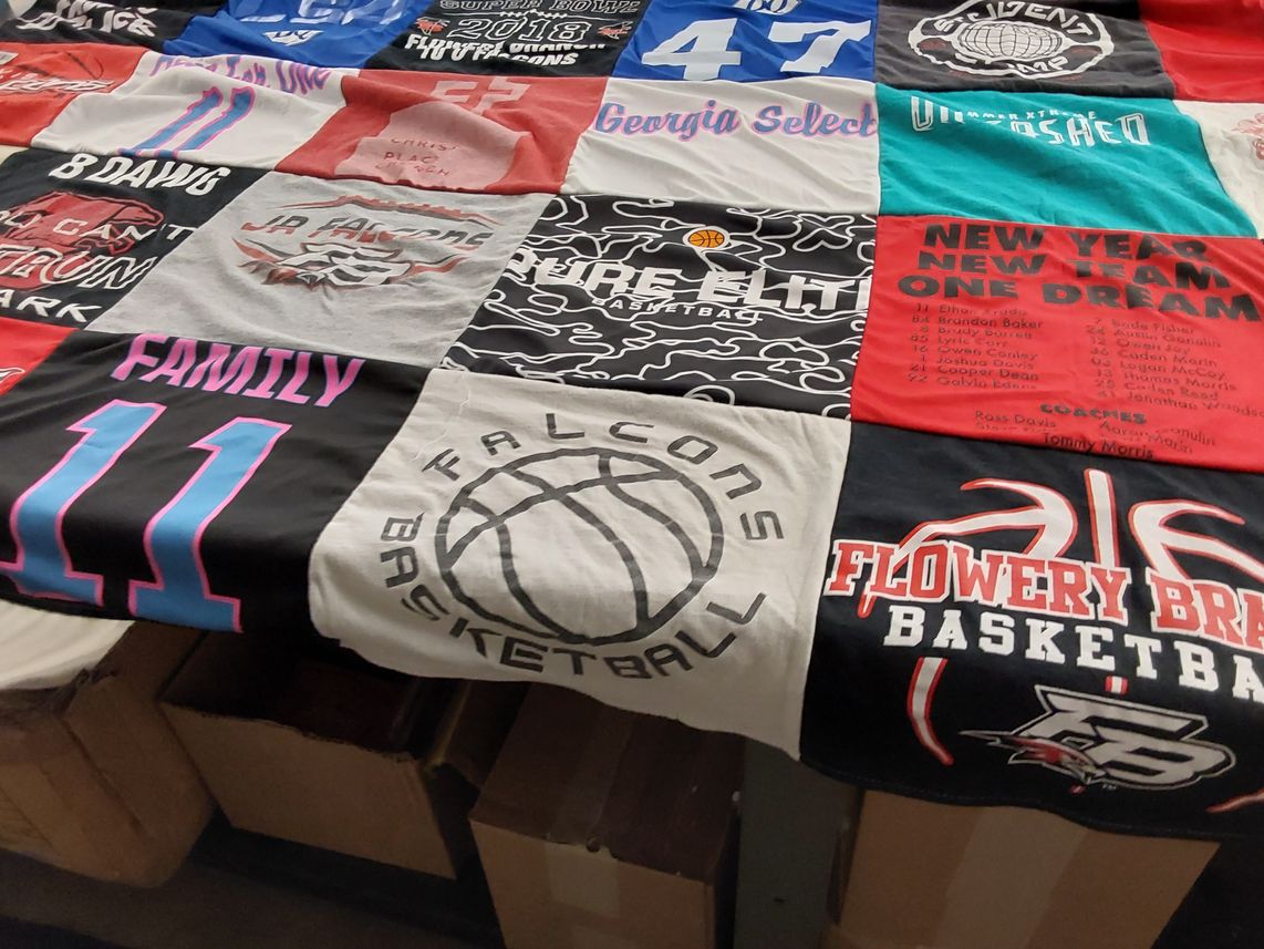 T-shirt quilt featuring falcons basketball by Cassie from GA