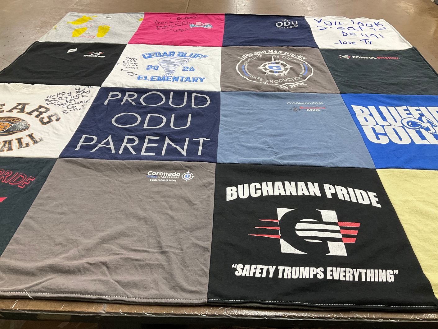 T-shirt quilt from old dominion university, cedar bluff elementary school by Cathy from VA