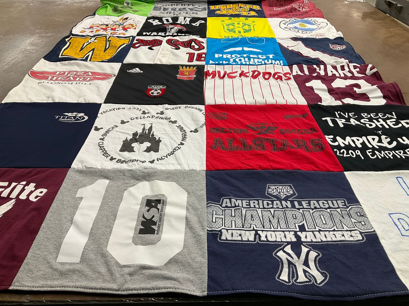 T-shirt quilt with sports, baseball themes by Josefina from NY