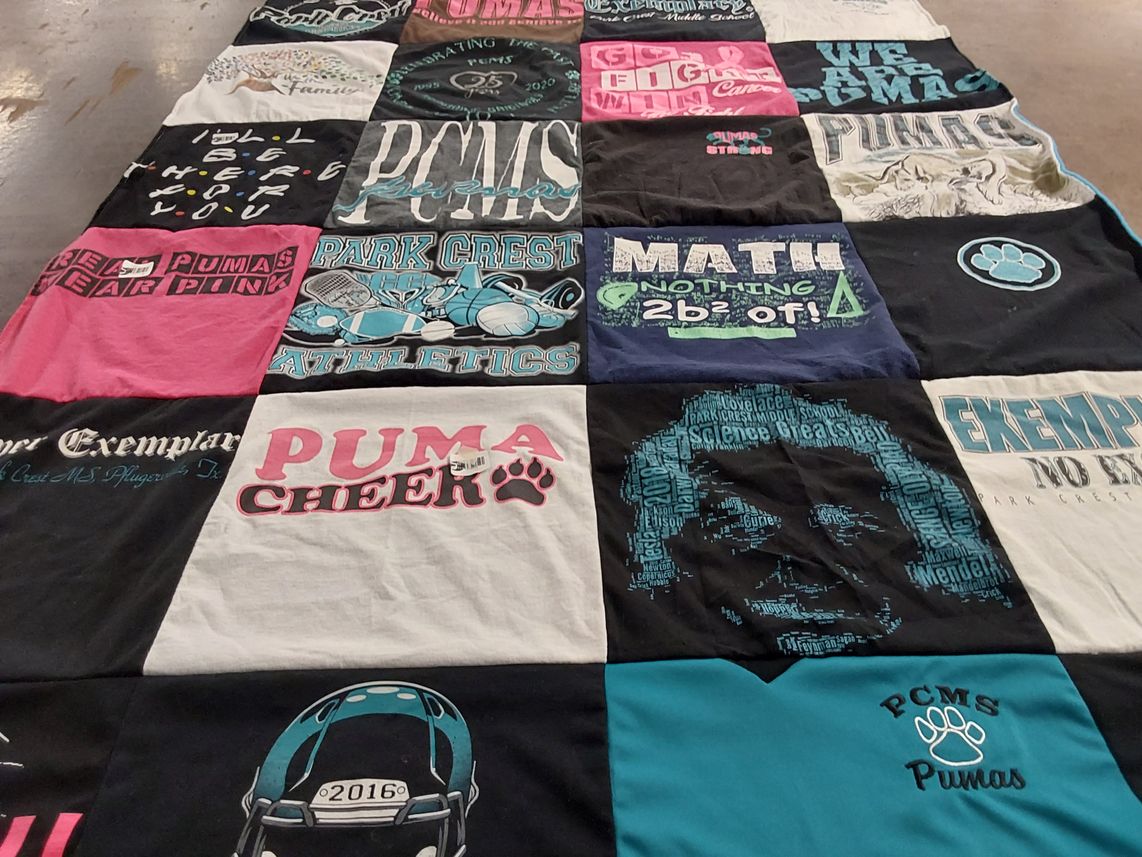 T-shirt quilt featuring pcms pumas by Melissa from TX