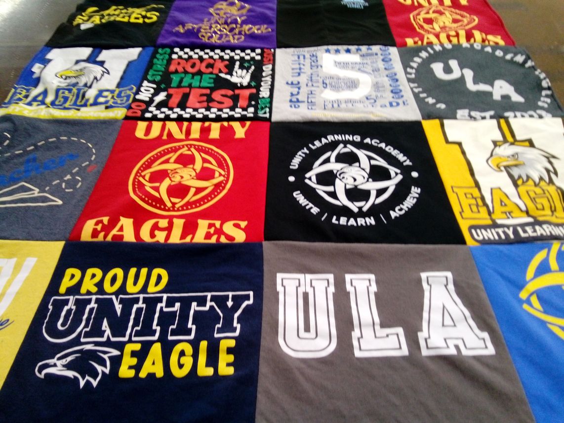 T-shirt quilt from unity learning academy by Felicia from GA