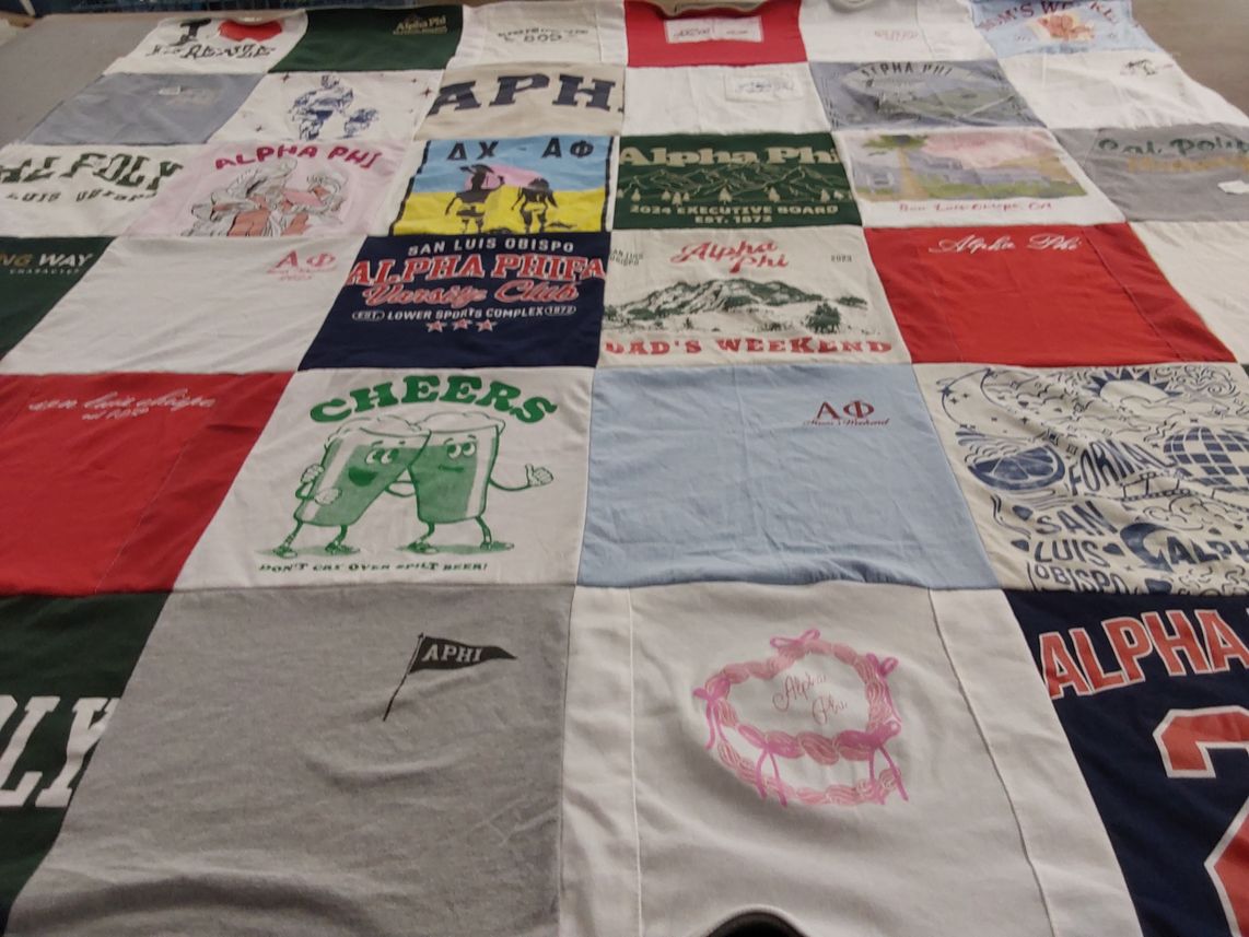 T-shirt quilt from cal poly state university by Laura from CA