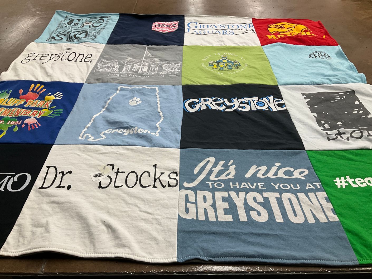 T-shirt quilt featuring greystone jaguars by Stacey from AL