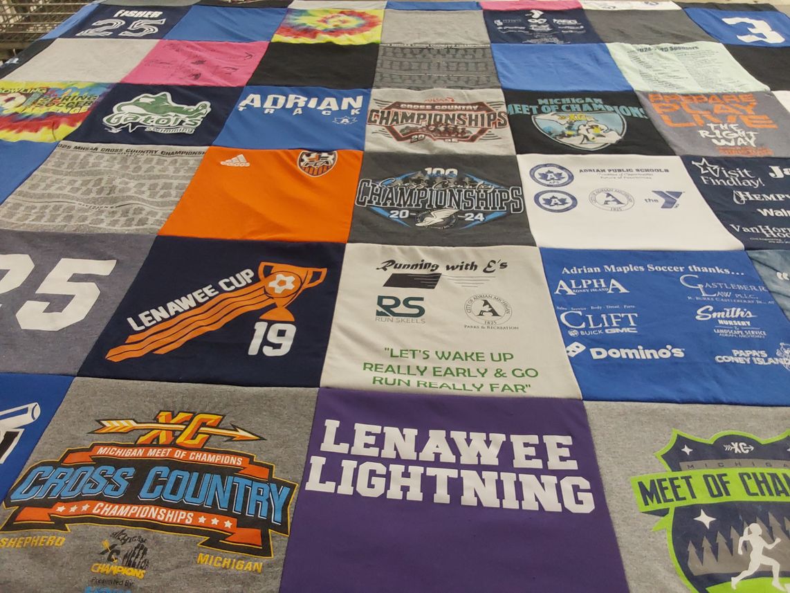 T-shirt quilt featuring lenawnee lightning, adrian track by Lisa from MI