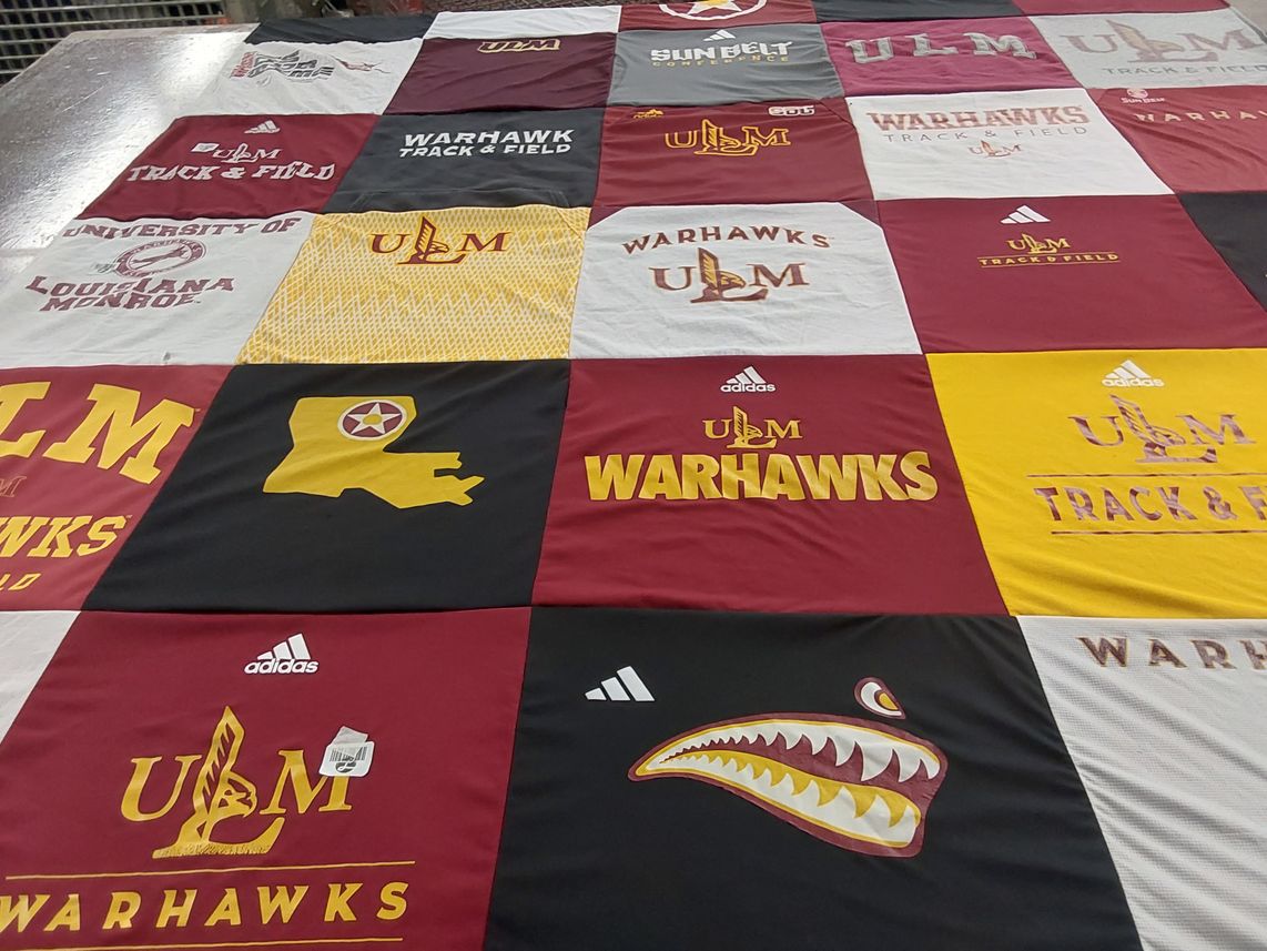 T-shirt quilt featuring ulm warhawks by Amanda from TX
