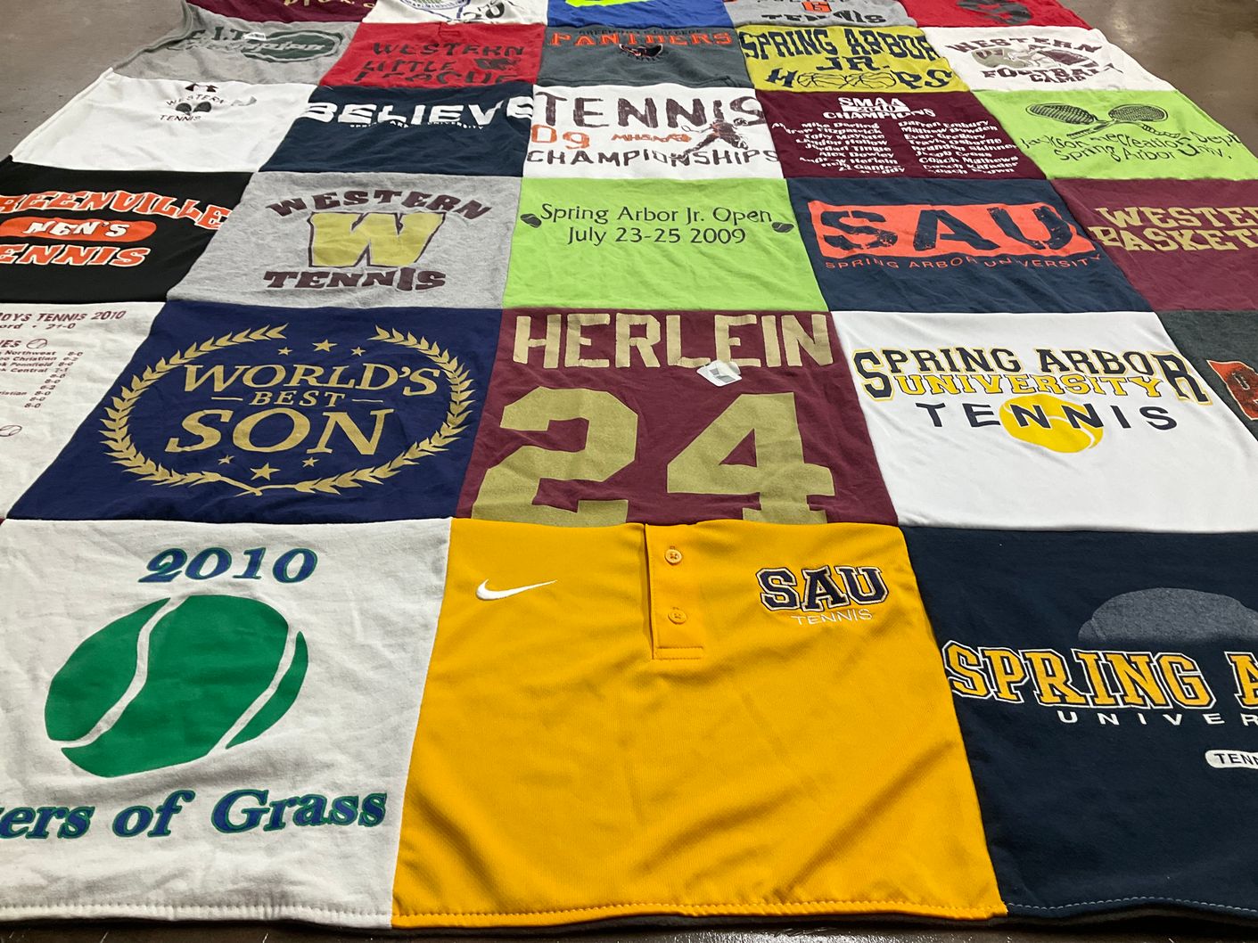 T-shirt quilt featuring western michigan university tennis by Joan from MI