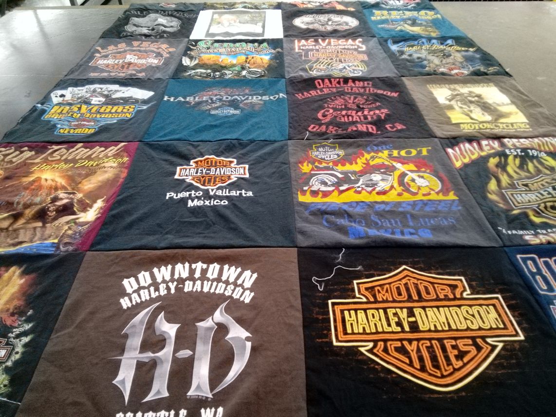 T-shirt quilt with motorcycling themes by Teresa from WA