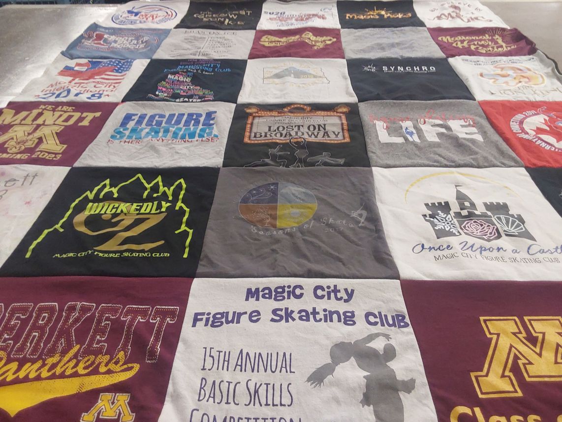 T-shirt quilt featuring magic city figure skating club by Erin from ND