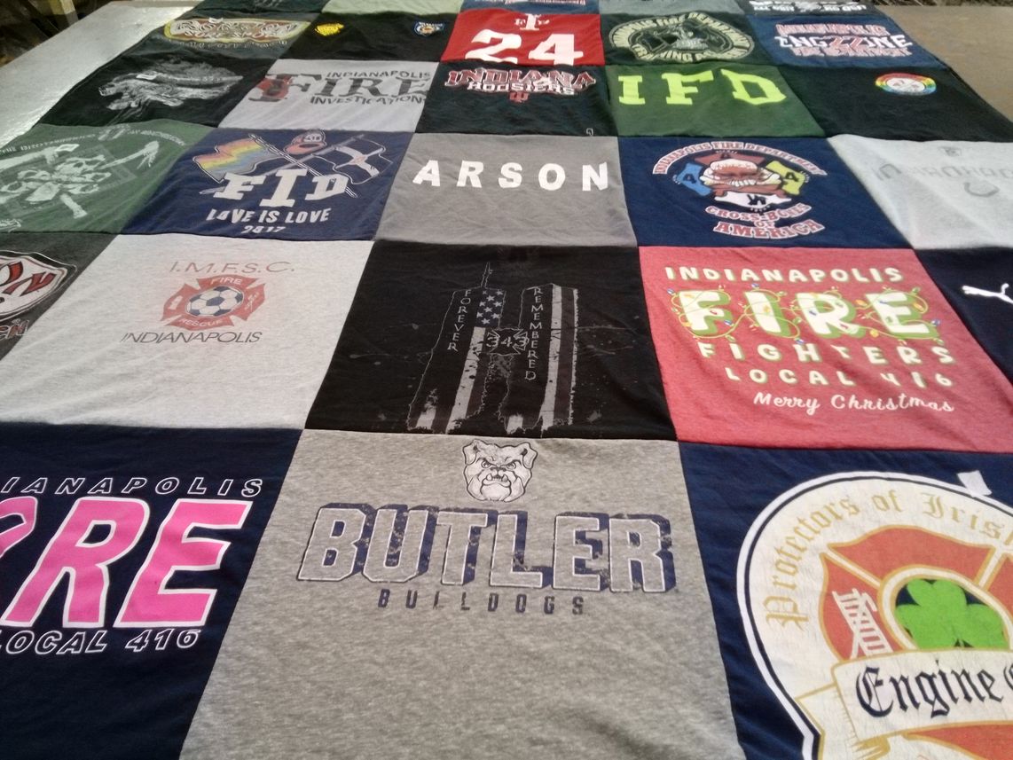 T-shirt quilt featuring indianapolis fire fighters local 416 by Christopher D from IN