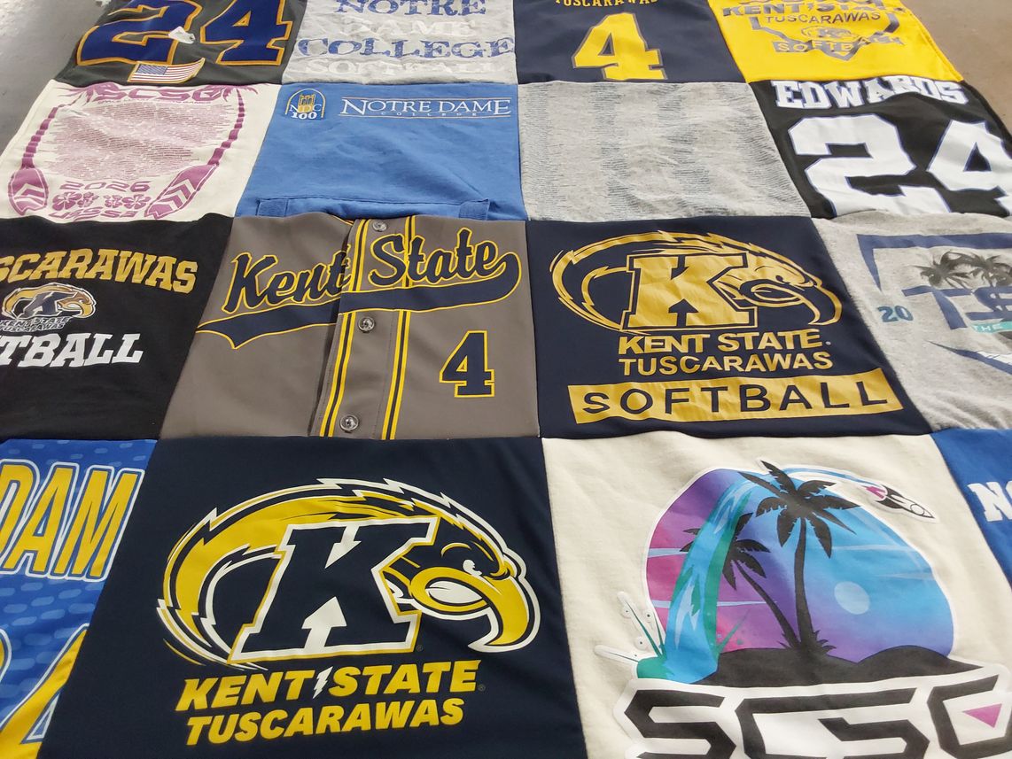 T-shirt quilt featuring kent state tuscarawas softball by Jamie from OH