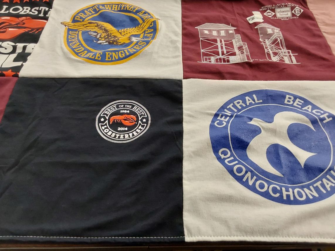 T-shirt quilt with lobsterfest themes by Beth from MO