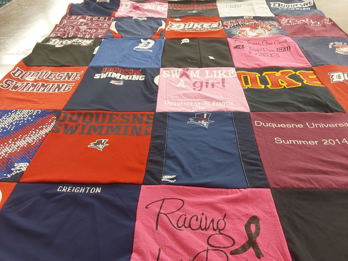 T-shirt quilt from duquesne university by Glenda from IL