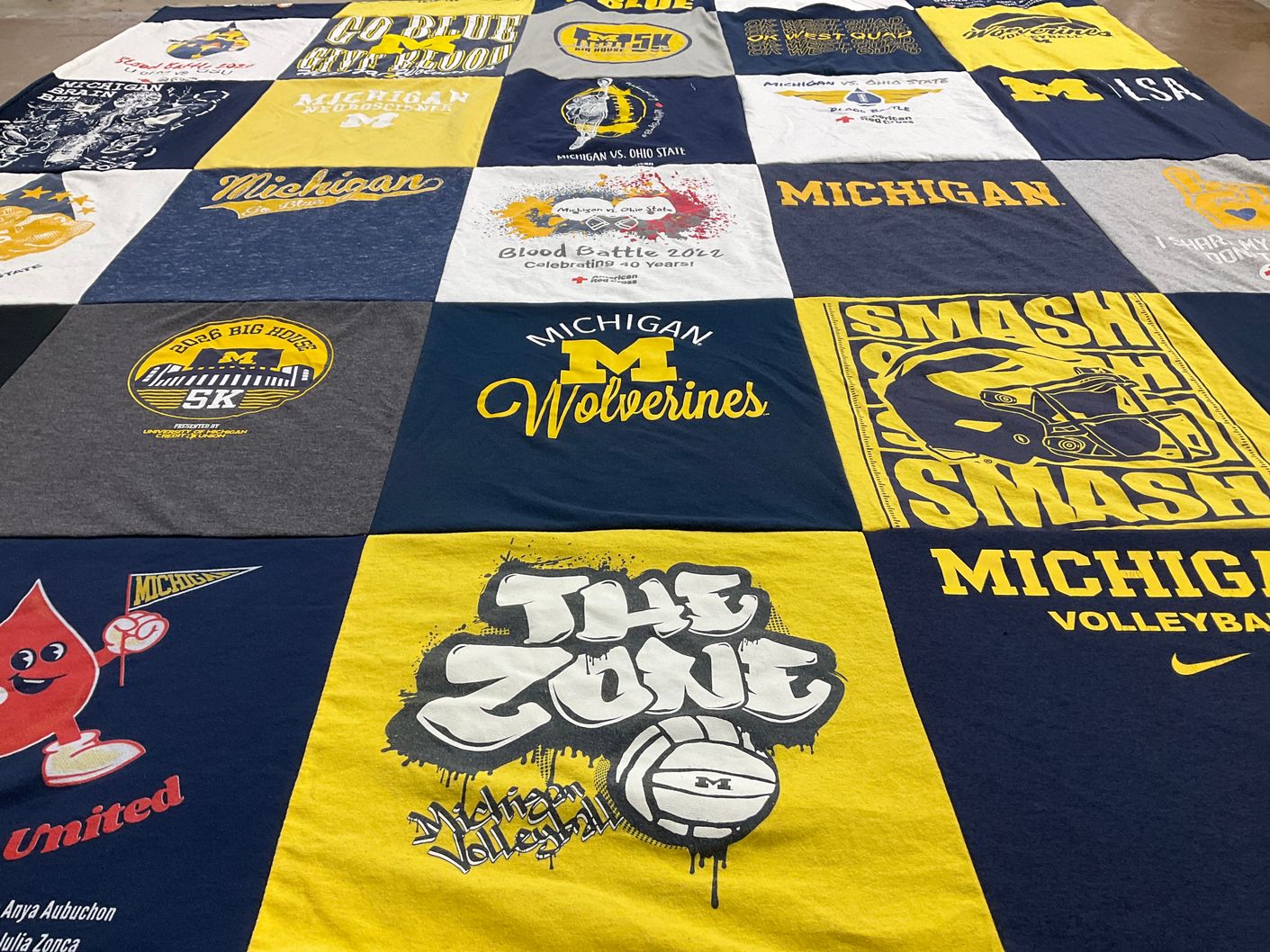 T-shirt quilt featuring michigan wolverines volleyball by michelle from MI