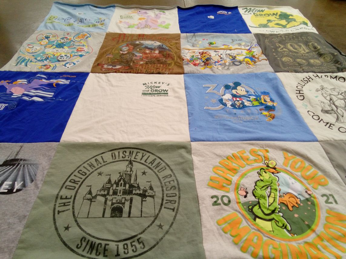 T-shirt quilt with disney, animation themes by May from FL