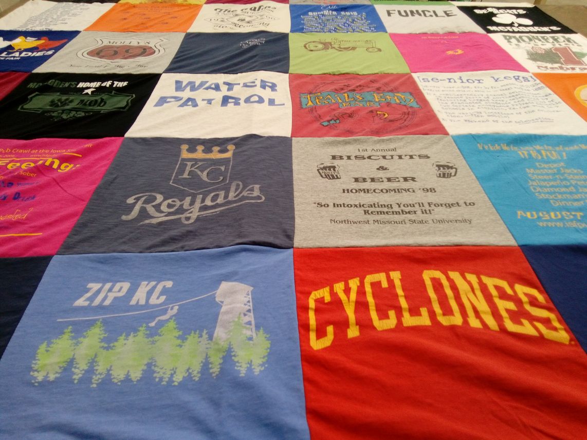 T-shirt quilt featuring cyclones by William from KS