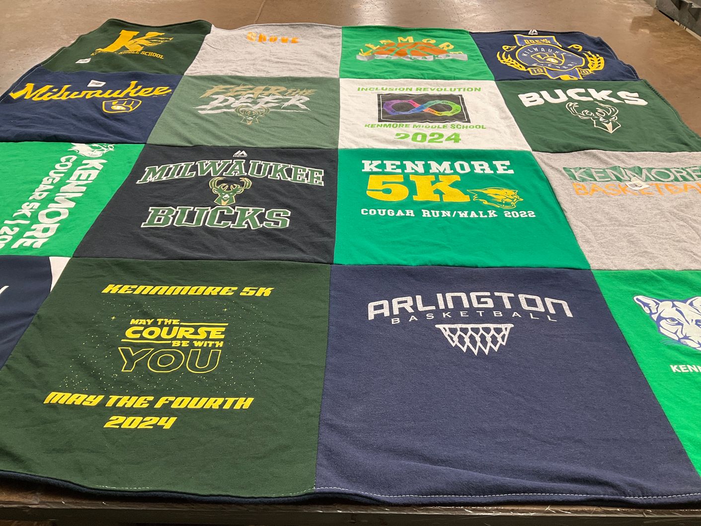 T-shirt quilt featuring milwaukee bucks, arlington basketball by Betsy from VA