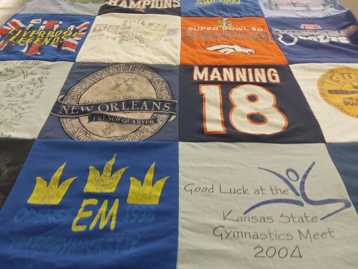 T-shirt quilt featuring denver broncos by Heidi from KS
