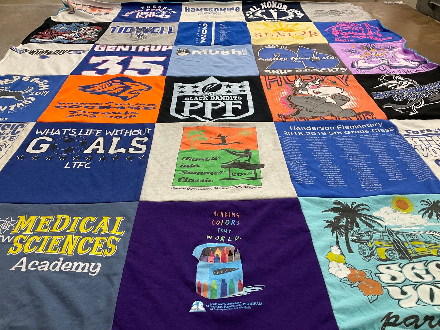 T-shirt quilt featuring black bandits by Kendra from TX
