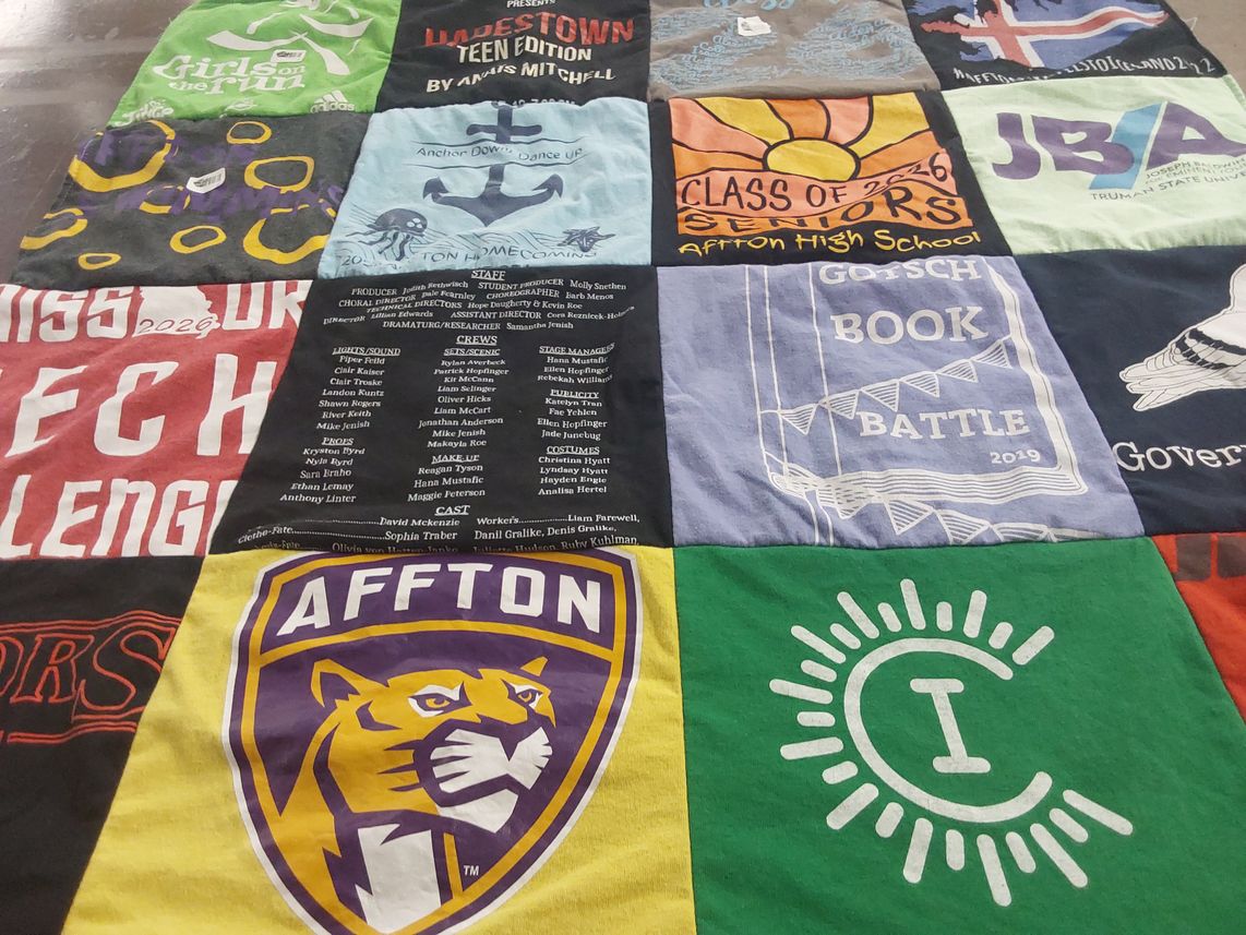 T-shirt quilt from afftton high school by Tovah from MO