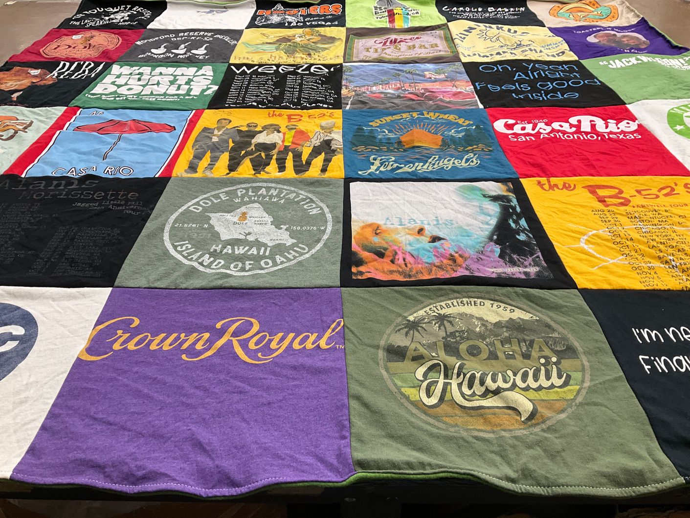 T-shirt quilt with music, travel themes by Zachary from IN