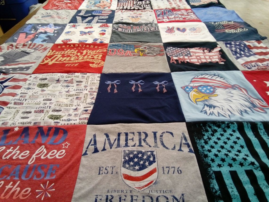 T-shirt quilt with patriotism, national pride themes by Wendy from SD